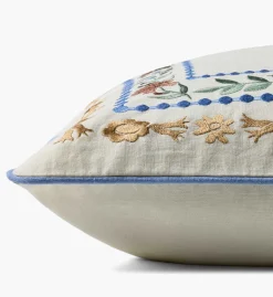 Aster Border Embroidered Pillow