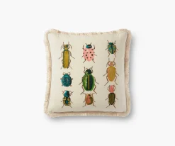Beetles and Bugs Embroidered Pillow
