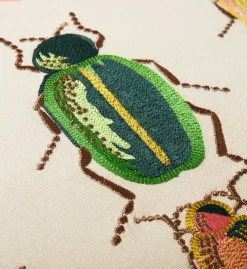 Beetles and Bugs Embroidered Pillow