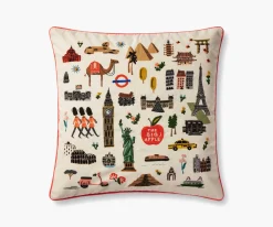 Bon Voyage Embroidered Pillow