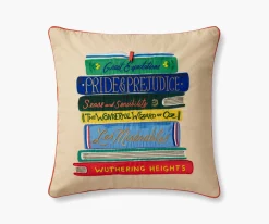 Book Club Embroidered Pillow