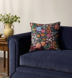 Burgundy Blossom Embroidered Pillow