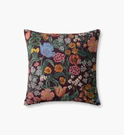 Burgundy Blossom Embroidered Pillow