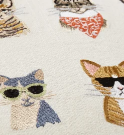 Cool Cats Embroidered Pillow