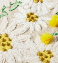 Daisies Embroidered Pillow