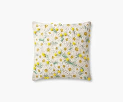 Daisies Embroidered Pillow