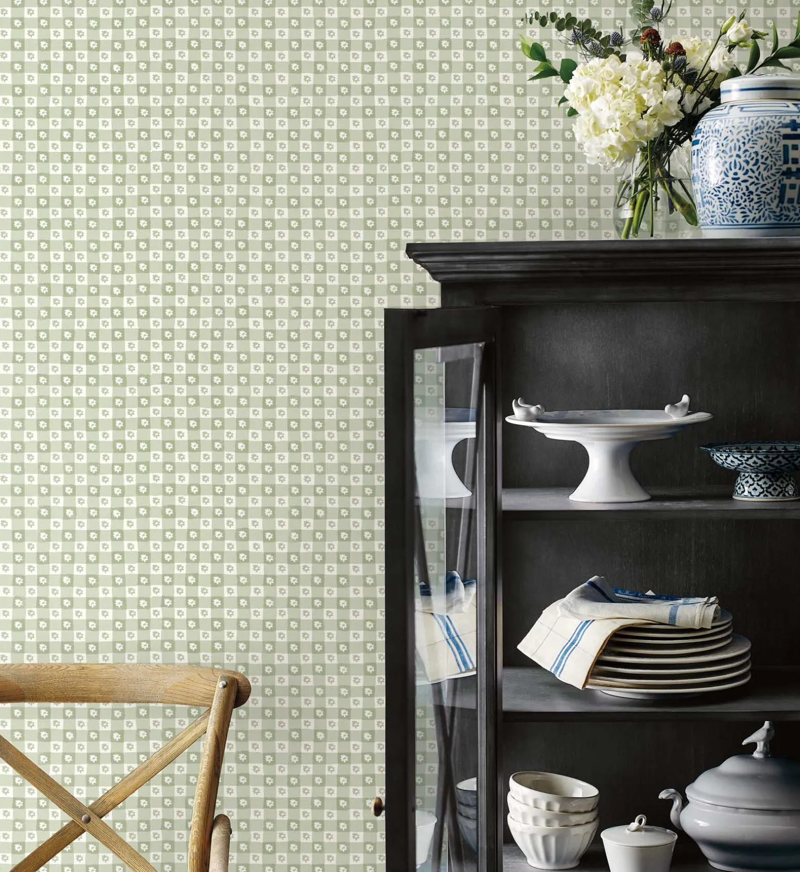 Daisy Gingham Peel & Stick Wallpaper Sample