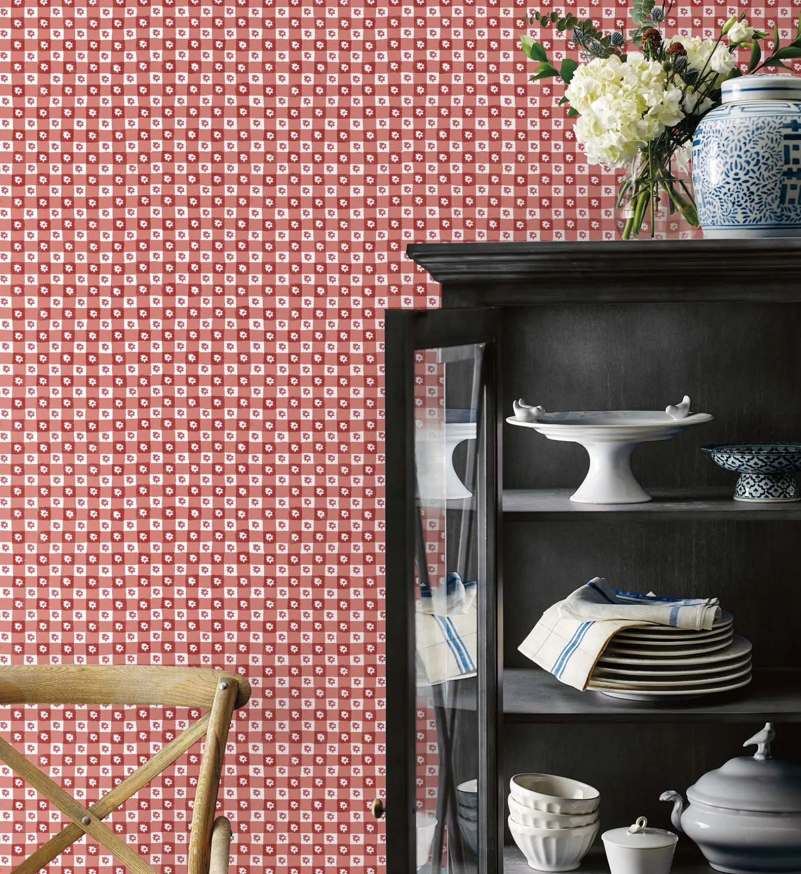 Daisy Gingham Peel & Stick Wallpaper Sample