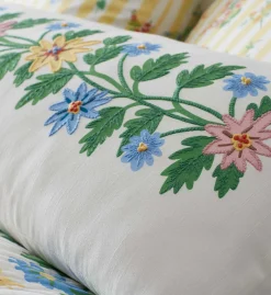 Embroidered Lumbar Pillow Cover