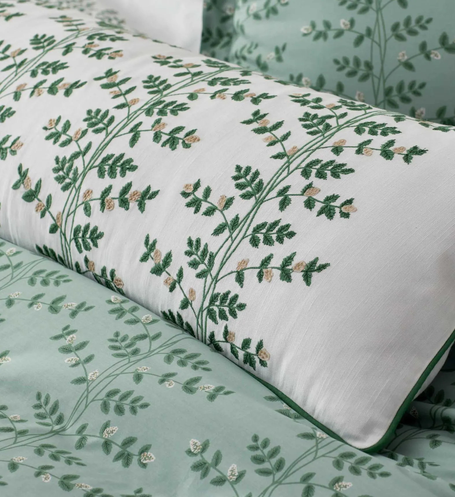 Embroidered Lumbar Pillow Cover