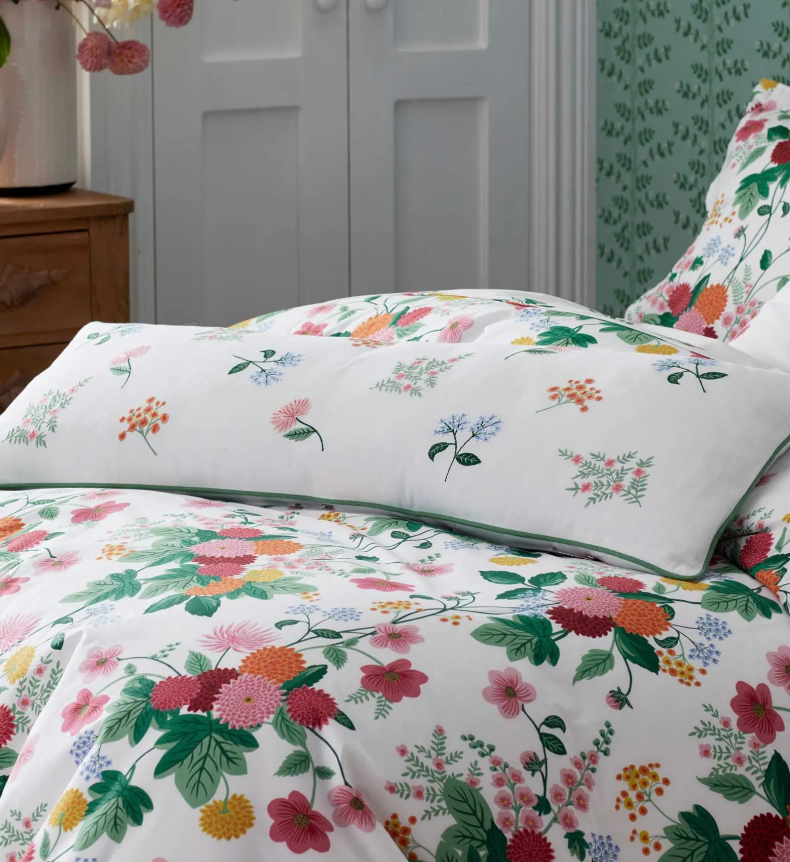 Embroidered Lumbar Pillow Cover
