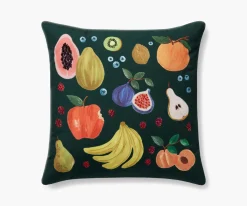 Fruit Stand Embroidered Pillow