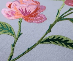 Garden Rose Embroidered Pillow