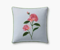 Garden Rose Embroidered Pillow