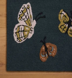 Highgrove Butterfly House Wool Hooked Rug