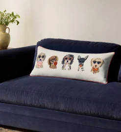 Hot Dogs Embroidered Lumbar Pillow