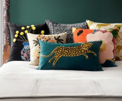 Leap of Leopards Embroidered Pillow