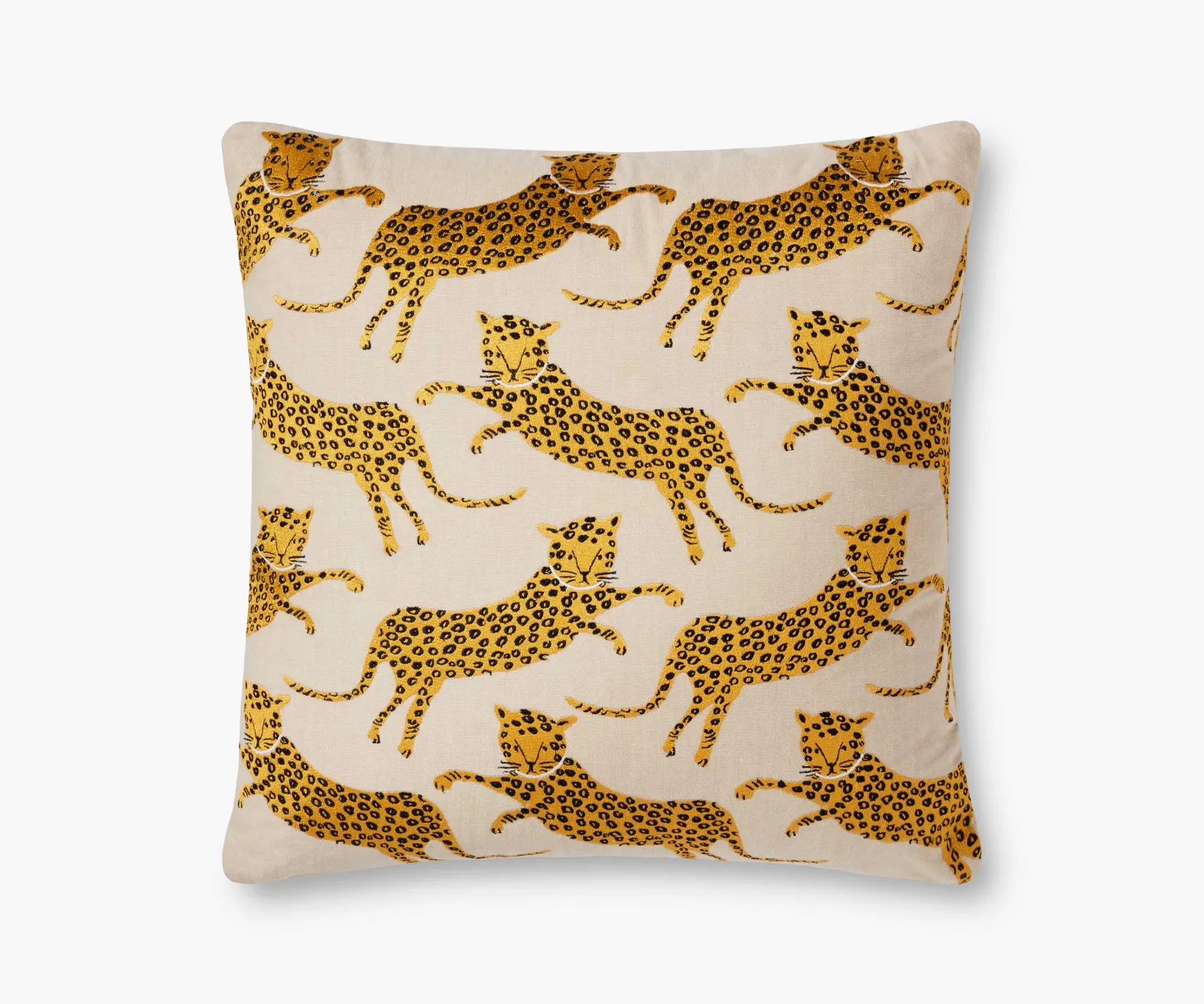Leap of Leopards Embroidered Pillow