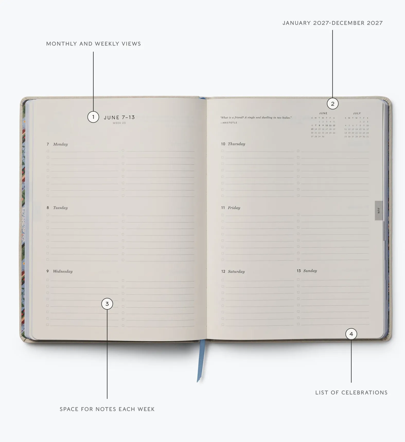 2027 12-Month Embroidered Bookbound Planner