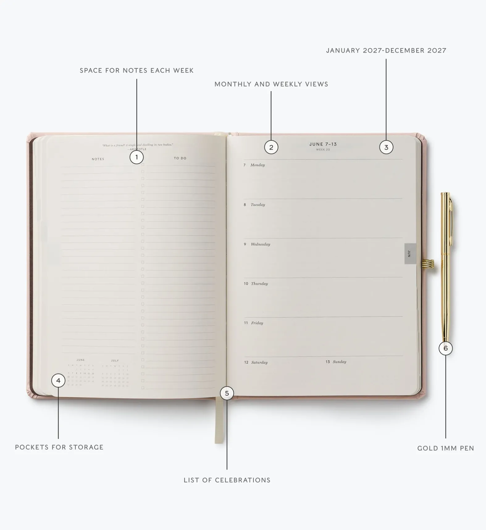 2027 12-Month Hardcover Planner with Pen