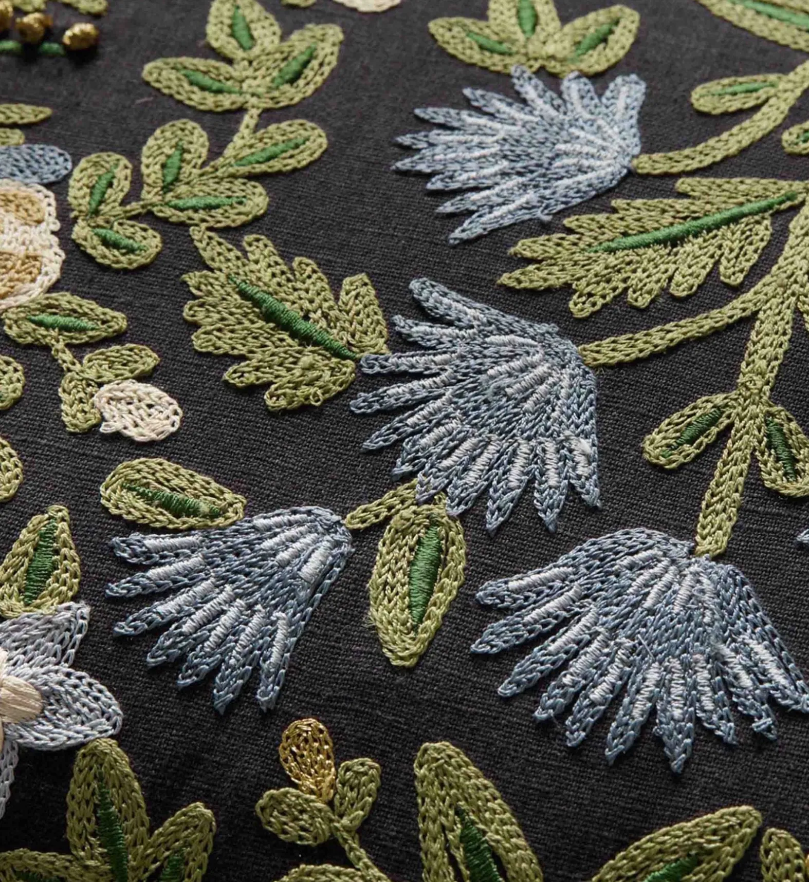 Mughal Rose Embroidered Lumbar Pillow
