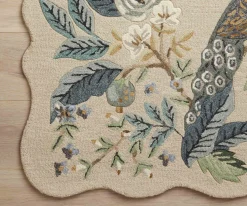 Peacock Wool-Hooked Rug