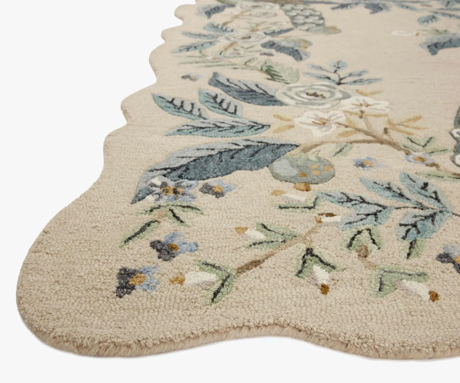 Peacock Wool-Hooked Rug