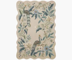 Peacock Wool-Hooked Rug