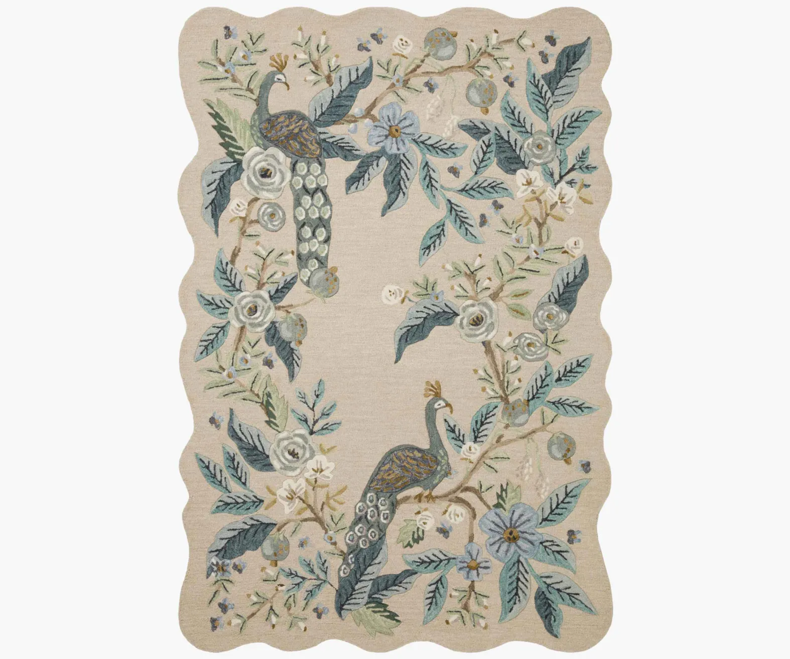 Peacock Wool-Hooked Rug