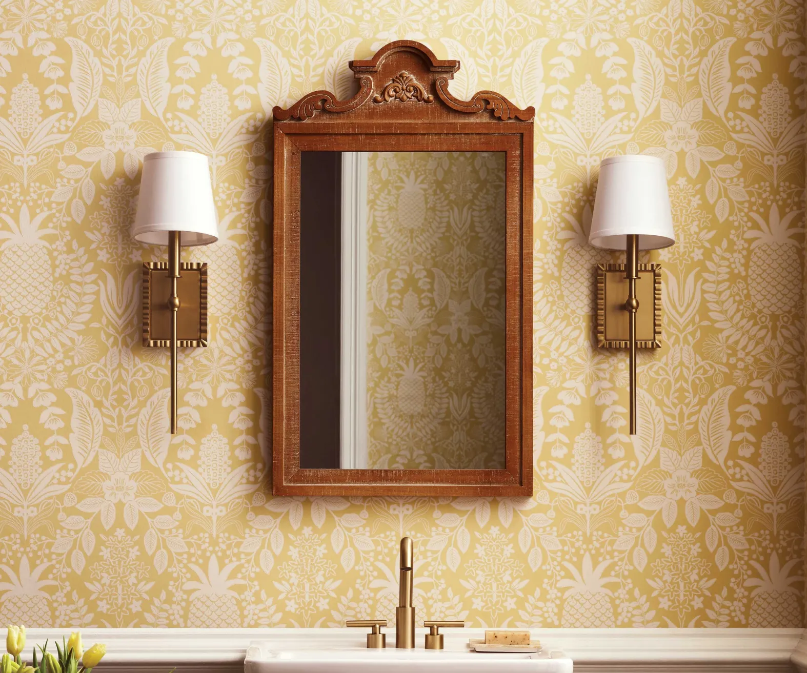 Pineapple Damask Wallpaper Sample