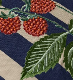 Raspberries Embroidered Pillow