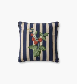 Raspberries Embroidered Pillow