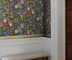 Scallop Trim Linen Wallpaper Sample