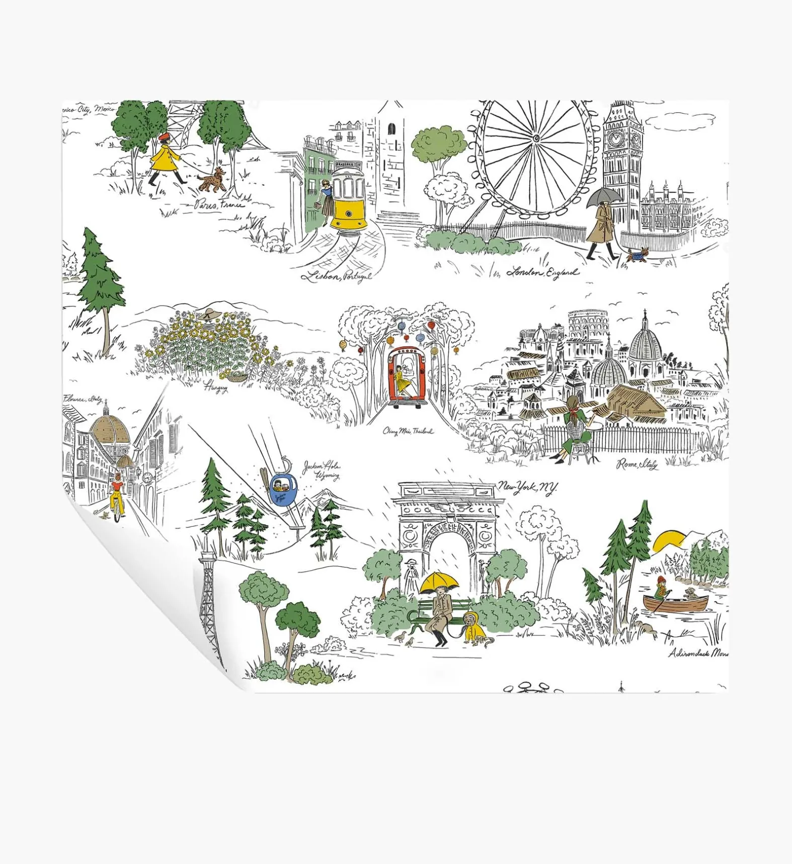 Travel Sketches Peel & Stick Wallpaper