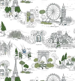 Travel Sketches Peel & Stick Wallpaper