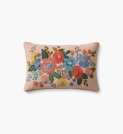 Vintage Garden Embroidered Lumbar Pillow