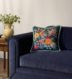 Vintage Garden Embroidered Pillow