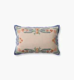 Willow Border Embroidered Lumbar Pillow