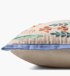 Willow Border Embroidered Lumbar Pillow